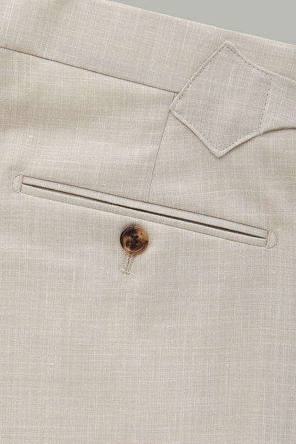 Calder Tan Pleated Wool-Blend Trousers