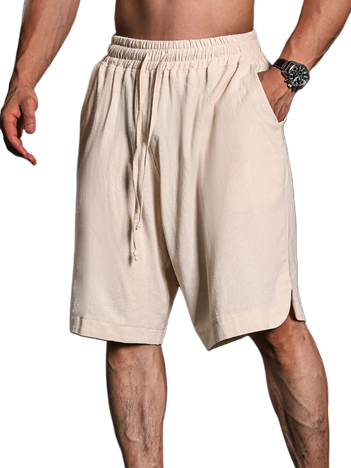 Calder Cotton-Linen Cropped Solid Shorts
