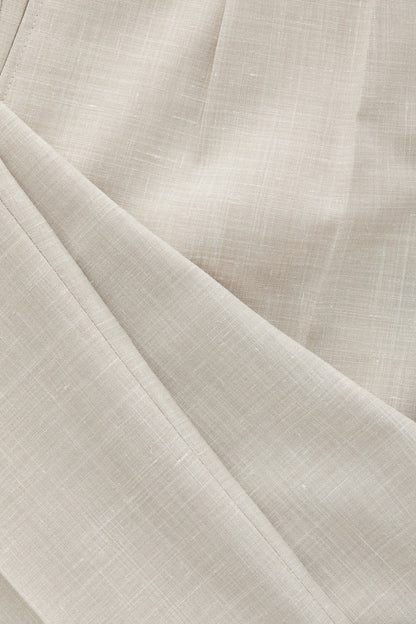 Calder Tan Pleated Wool-Blend Trousers