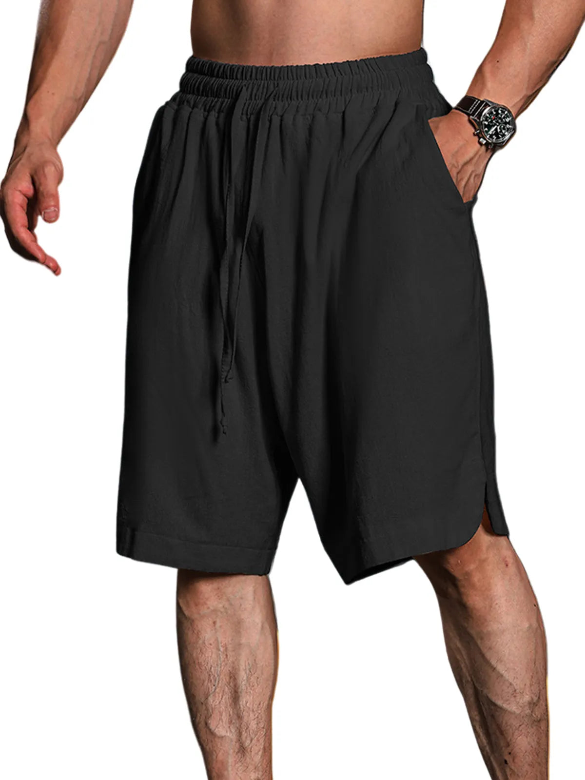 Calder Cotton-Linen Cropped Solid Shorts