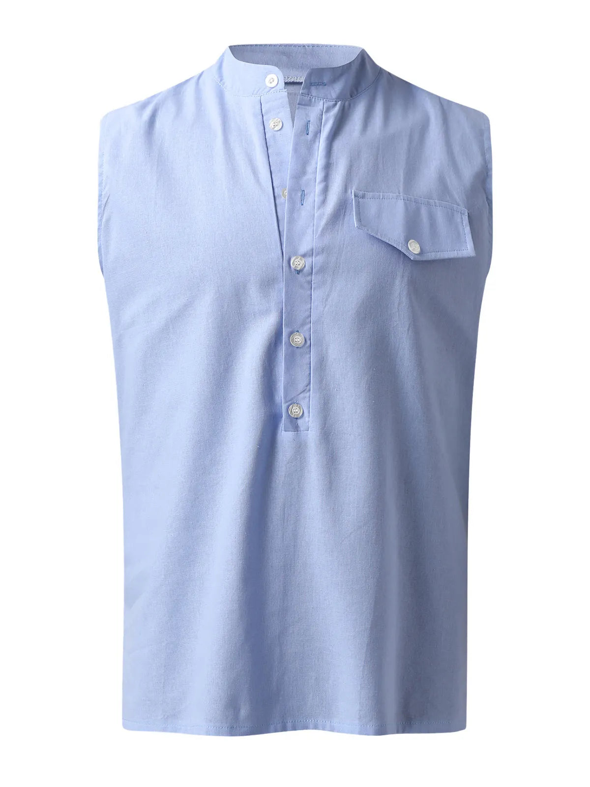 Orson Cotton-Linen Henley Solid Tank