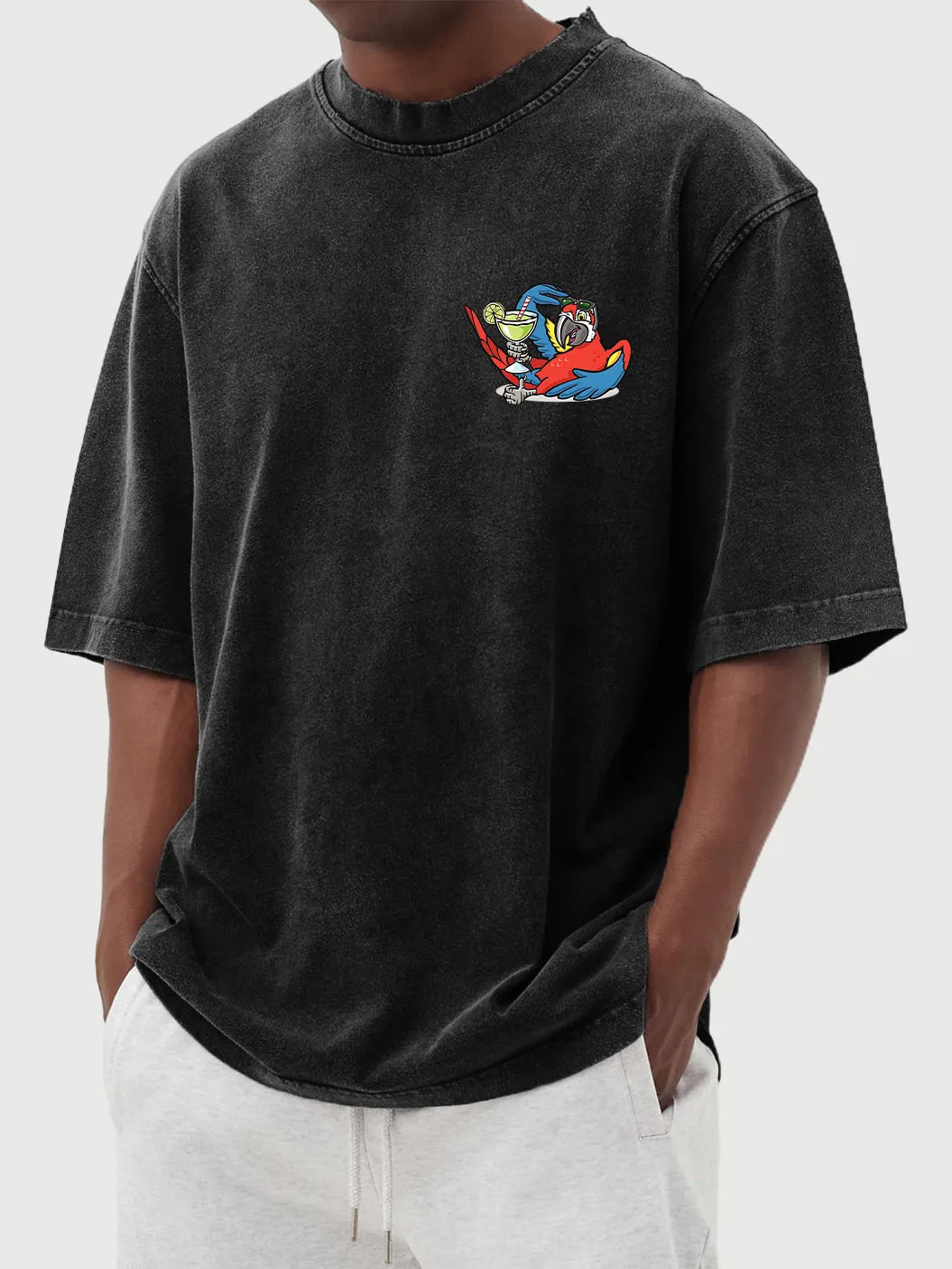 Mercer Vintage Distressed Parrot Cocktail Tee