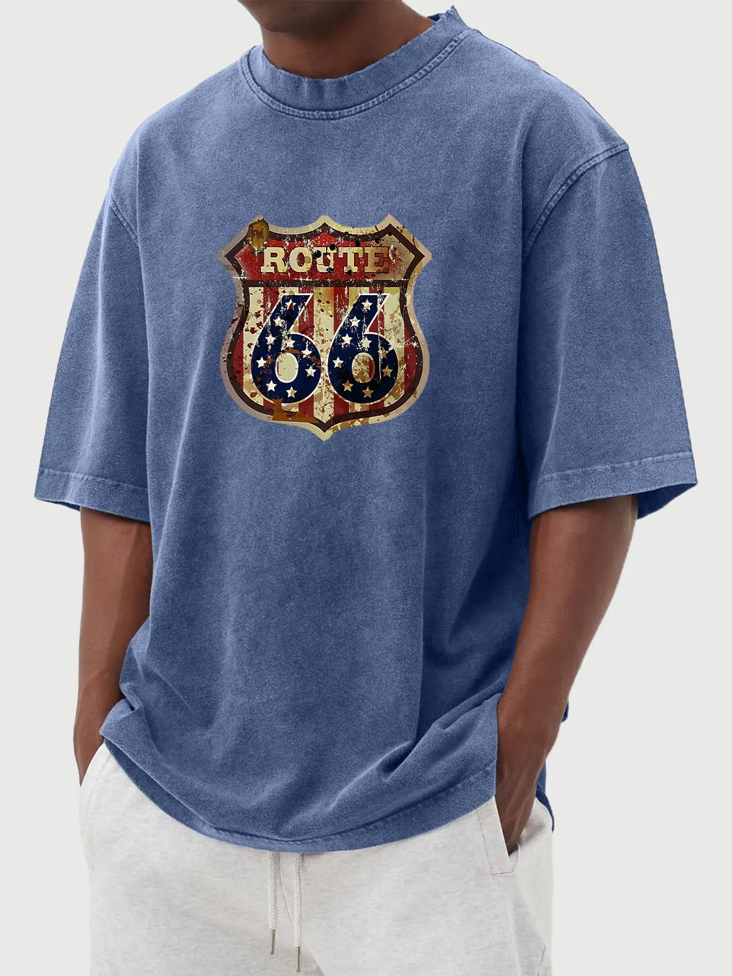 Wyatt Vintage Distressed Route 66 Tee