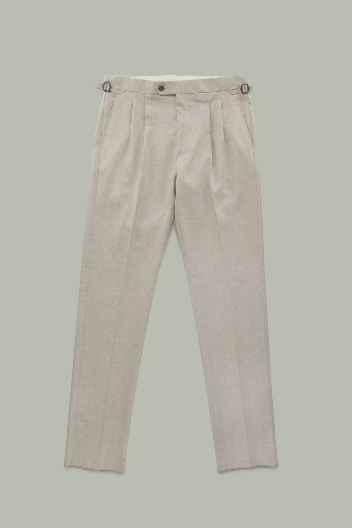 Calder Tan Pleated Wool-Blend Trousers