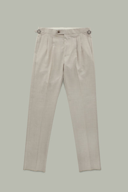 Calder Tan Pleated Wool-Blend Trousers