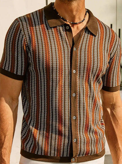 Fletcher Stripe Knit Jacquard Polo