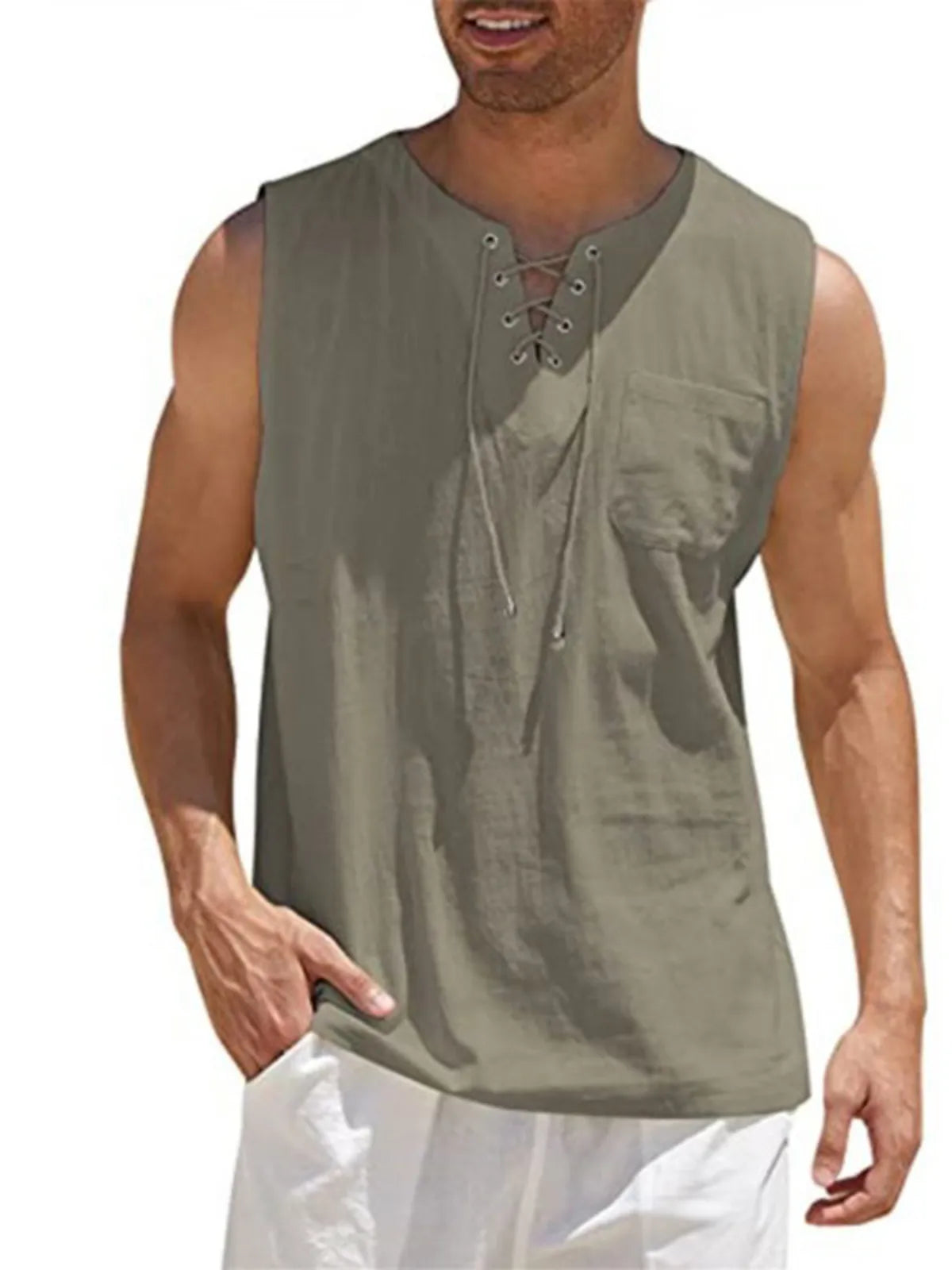 Emmett Cotton-Linen Solid Tank