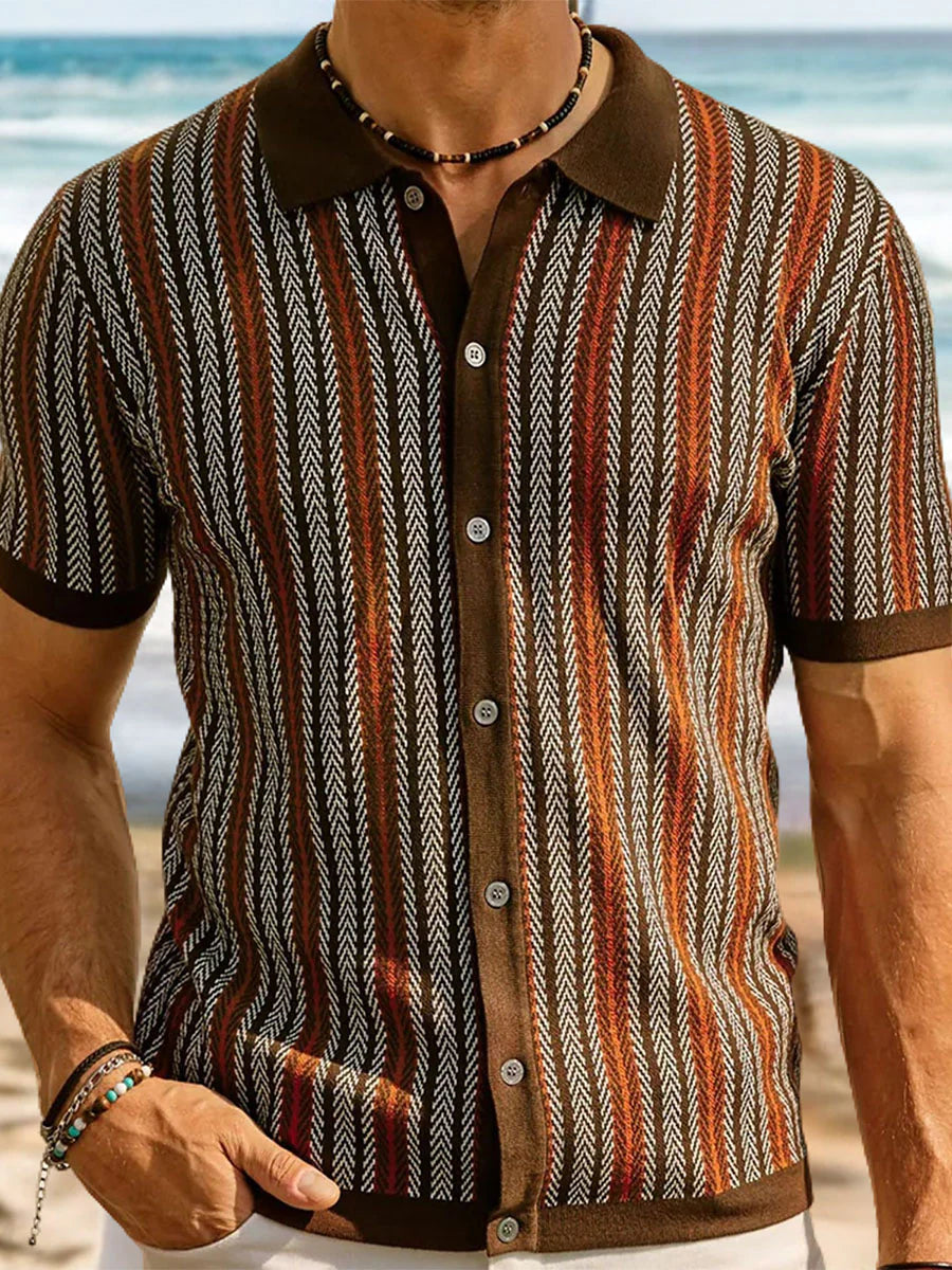 Fletcher Stripe Knit Jacquard Polo