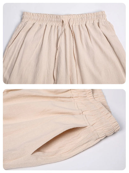 Calder Cotton-Linen Cropped Solid Shorts
