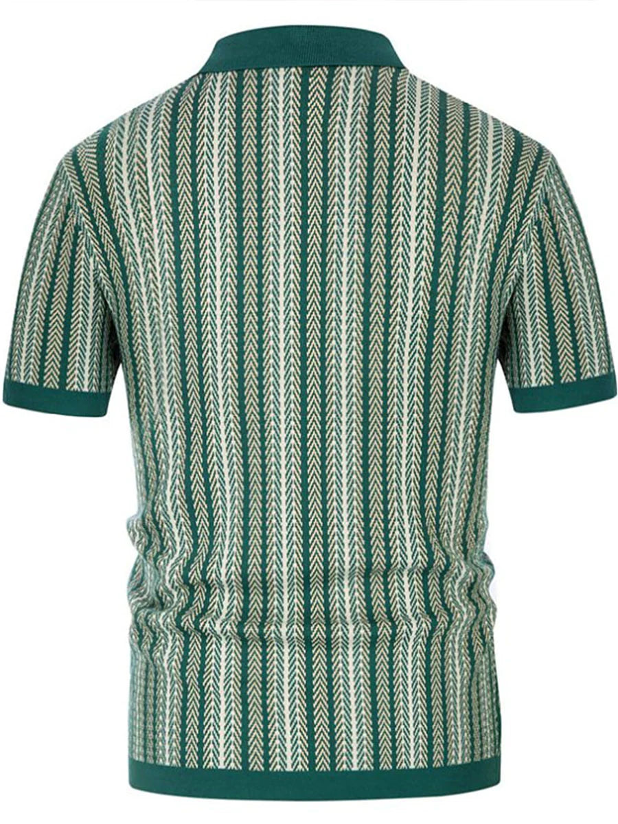 Fletcher Stripe Knit Jacquard Polo