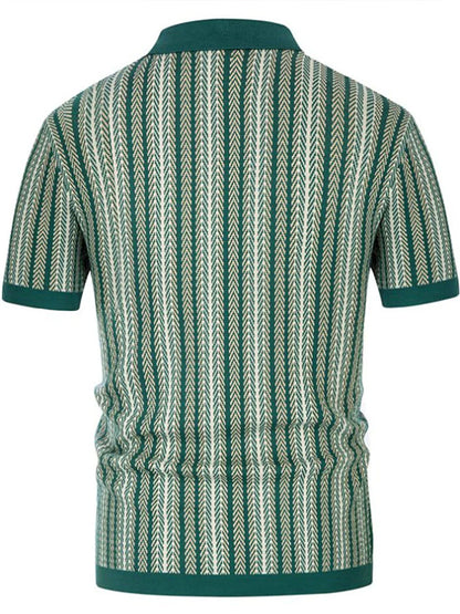 Fletcher Stripe Knit Jacquard Polo
