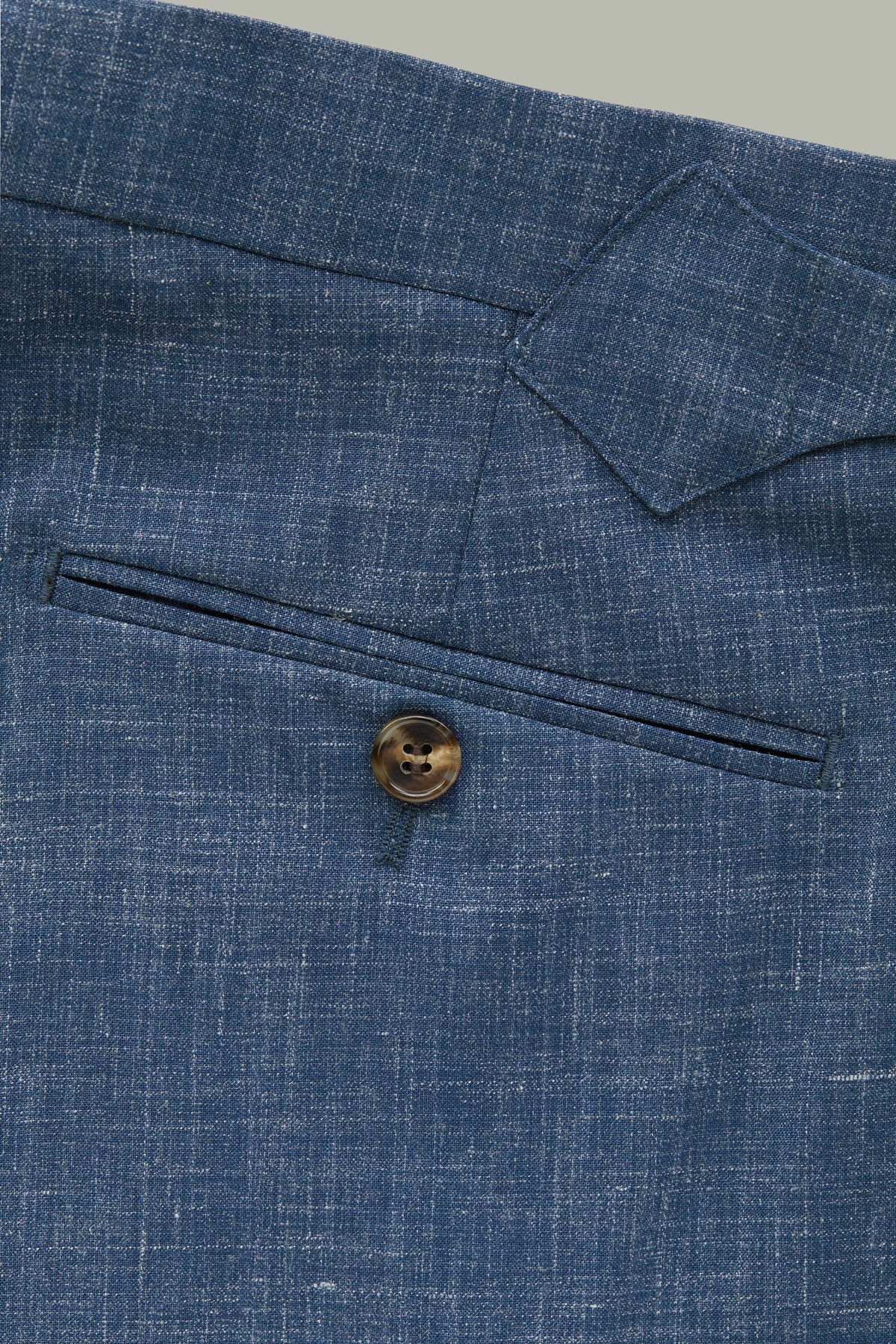 Beckett Blue Pleated Wool-Linen Trousers