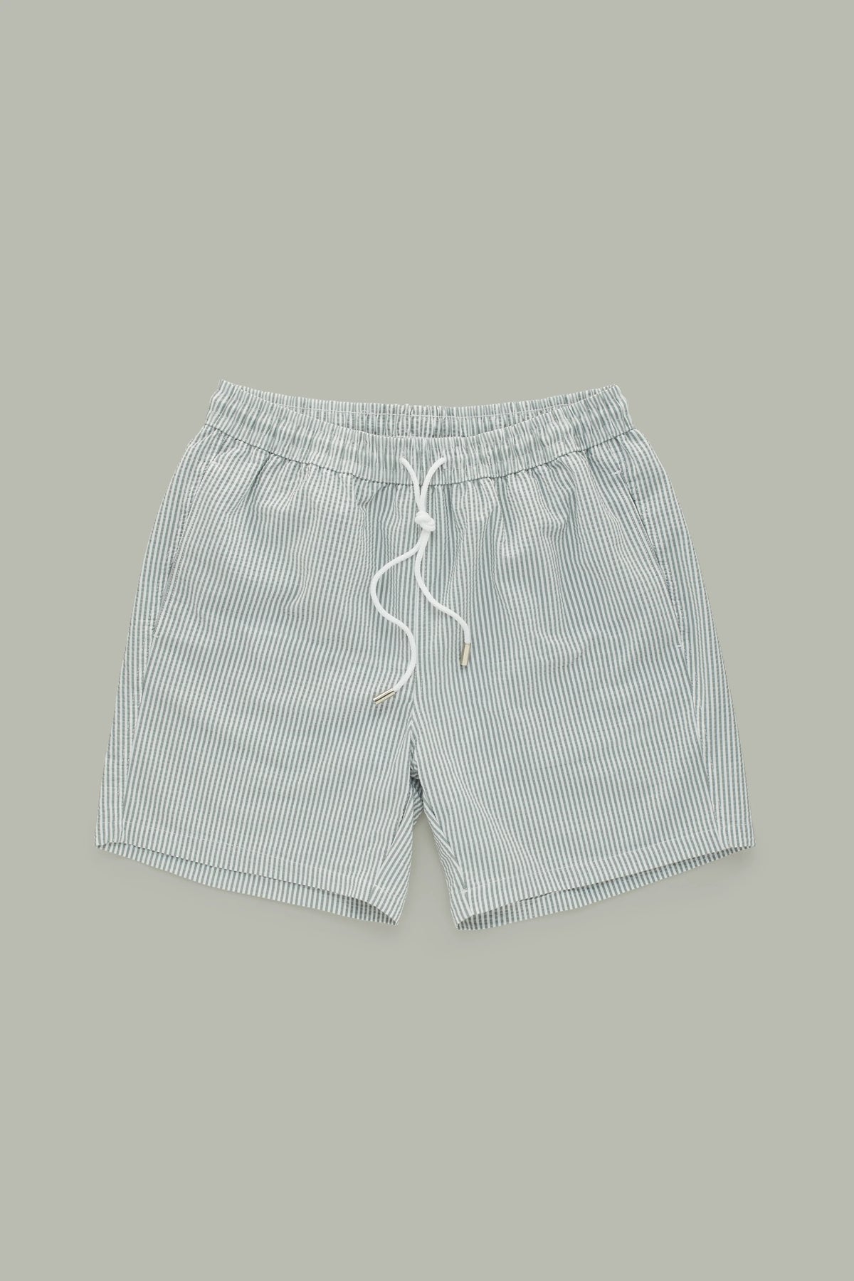 Carver Dark Green Seersucker Swim Shorts