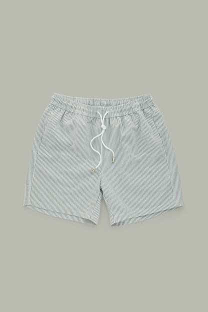 Carver Dark Green Seersucker Swim Shorts