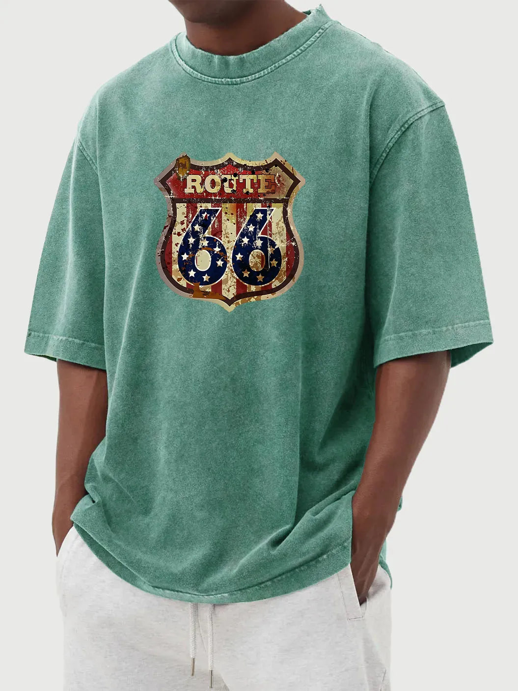 Wyatt Vintage Distressed Route 66 Tee