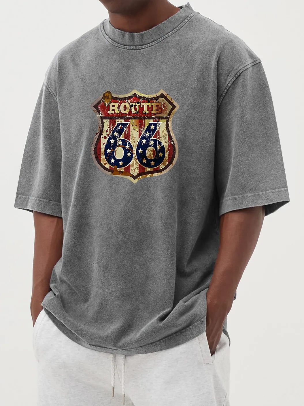 Wyatt Vintage Distressed Route 66 Tee