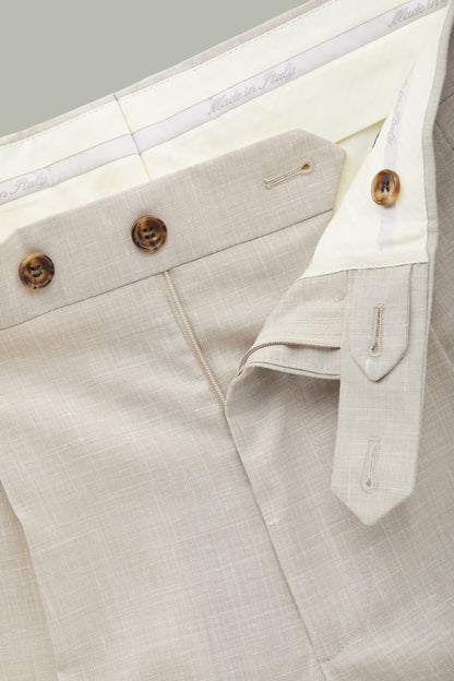 Calder Tan Pleated Wool-Blend Trousers