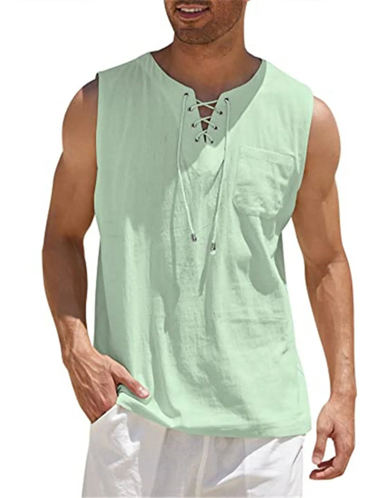 Emmett Cotton-Linen Solid Tank