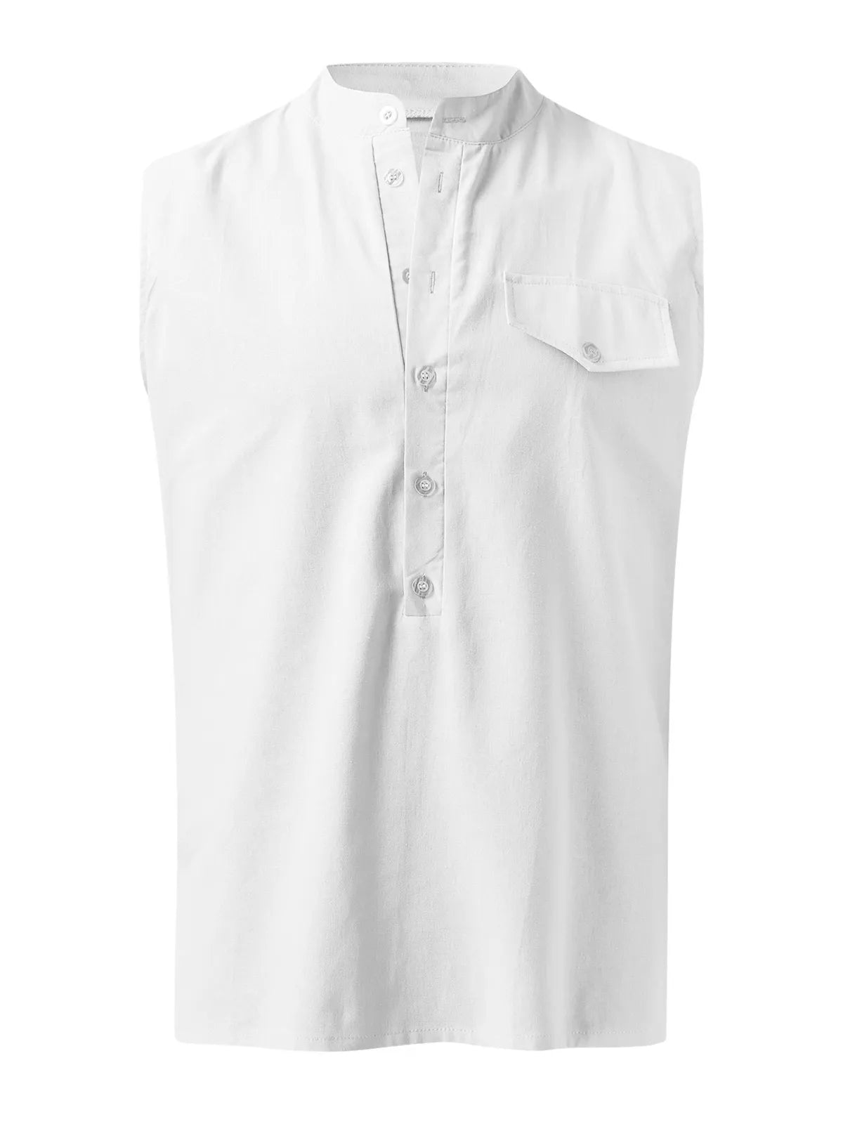 Orson Cotton-Linen Henley Solid Tank