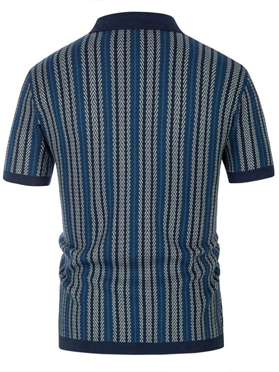 Fletcher Stripe Knit Jacquard Polo