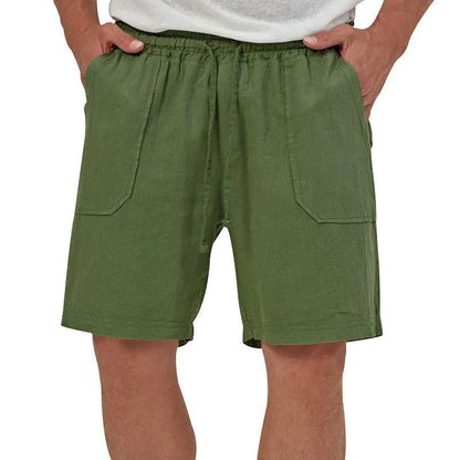 Holden Cotton-Linen Cropped Solid Shorts