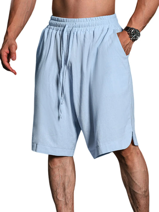 Calder Cotton-Linen Cropped Solid Shorts
