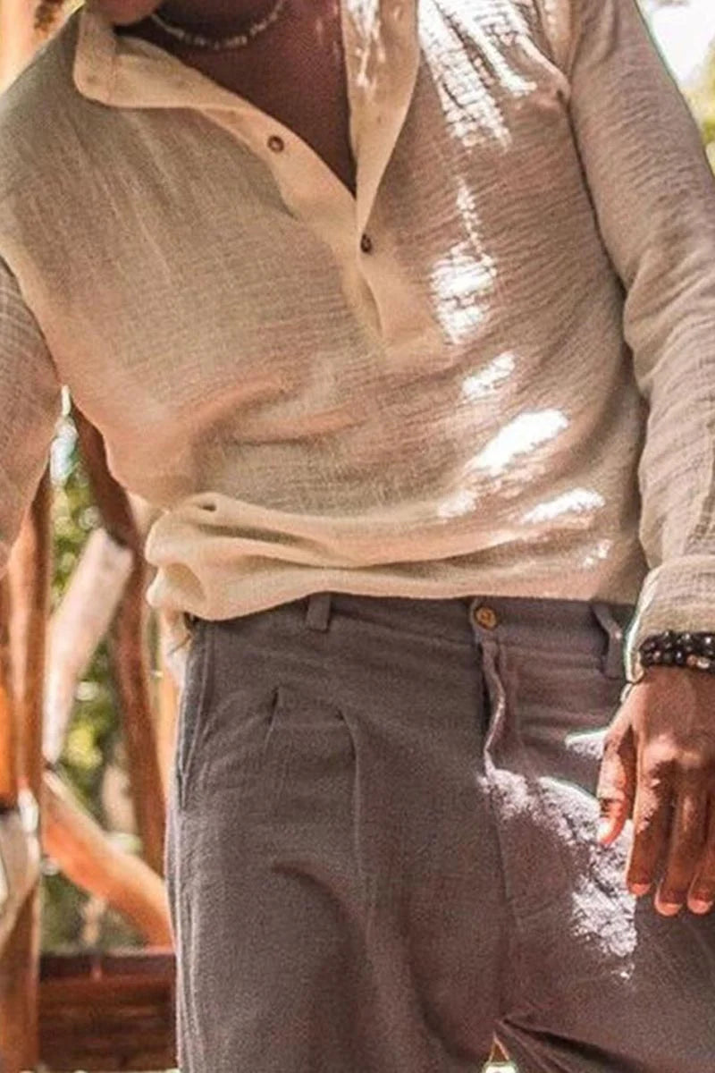 Mercer Cotton-Linen V-Neck Shirt