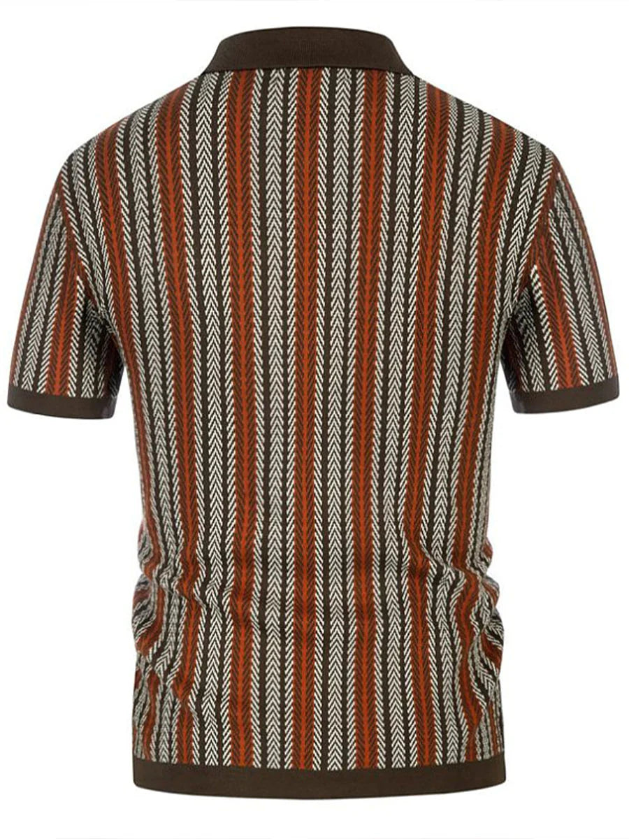 Fletcher Stripe Knit Jacquard Polo