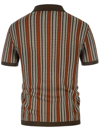 Fletcher Stripe Knit Jacquard Polo