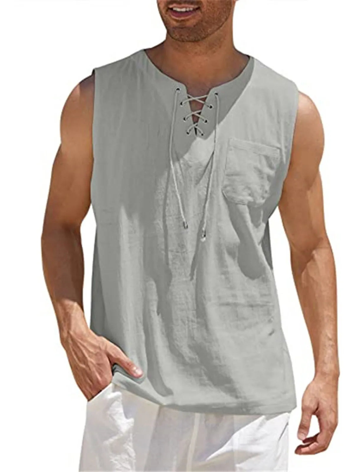Emmett Cotton-Linen Solid Tank