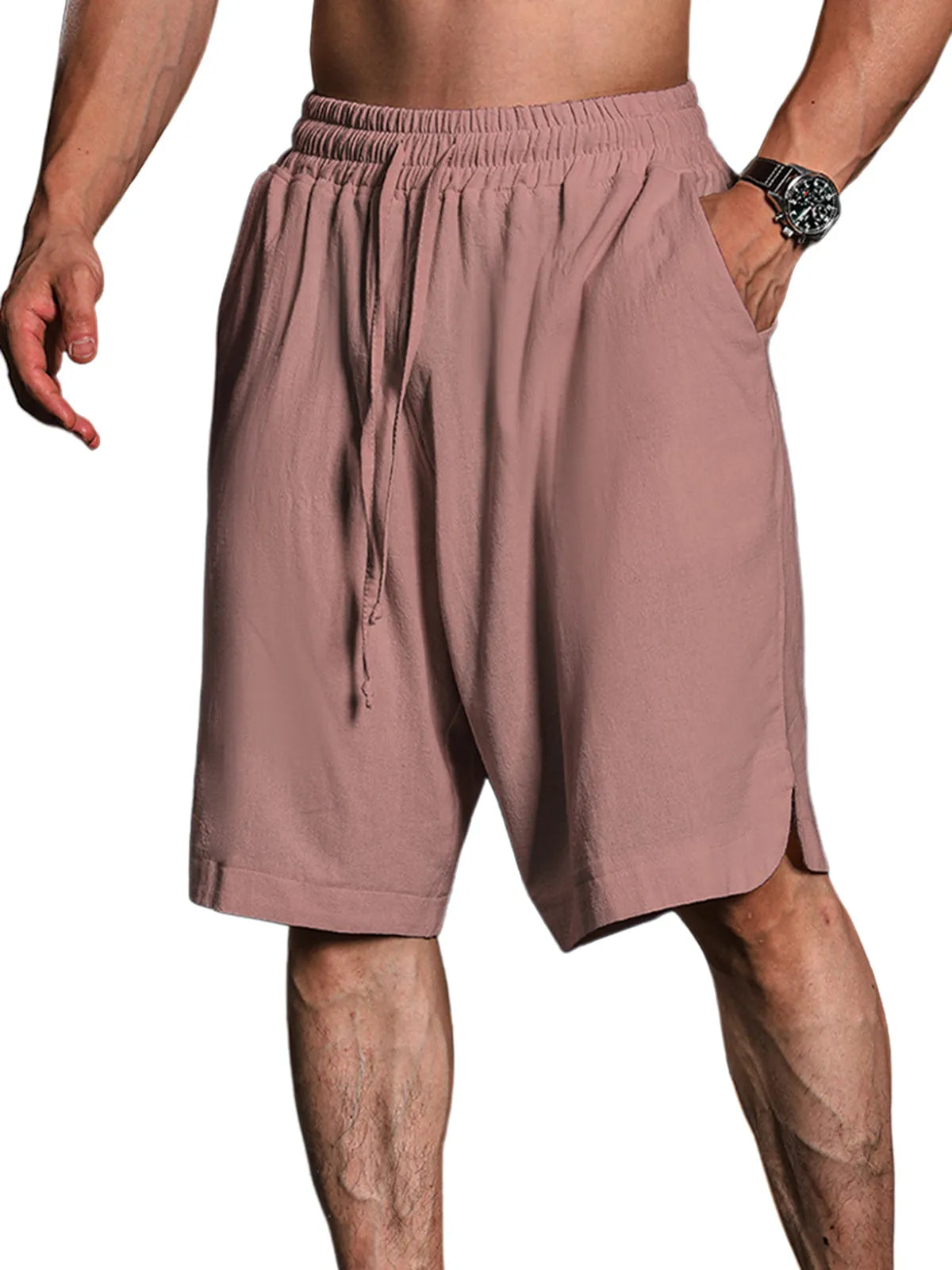 Calder Cotton-Linen Cropped Solid Shorts