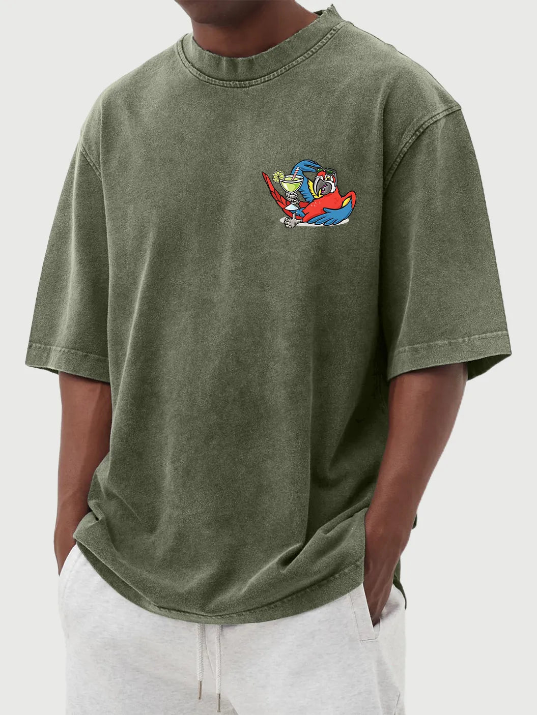 Mercer Vintage Distressed Parrot Cocktail Tee