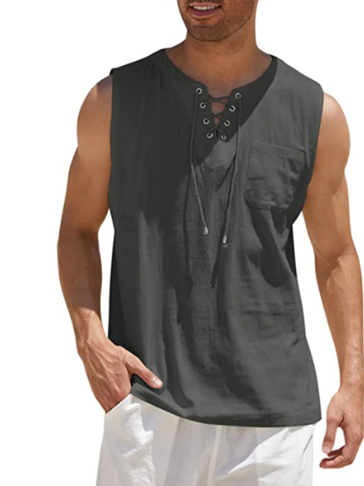 Emmett Cotton-Linen Solid Tank