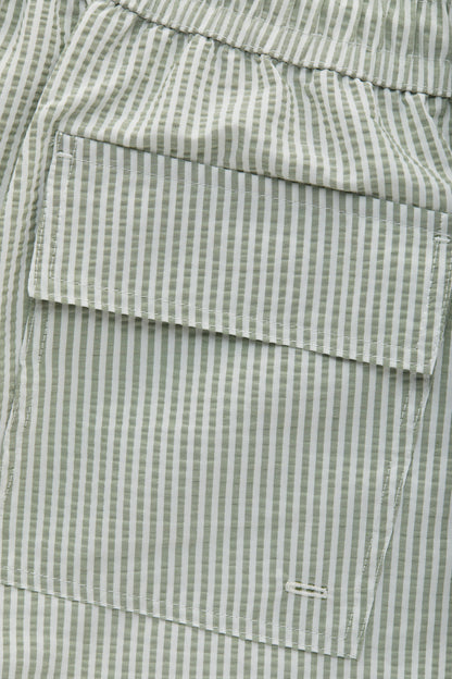 Camden Olive Green Seersucker Swim Shorts