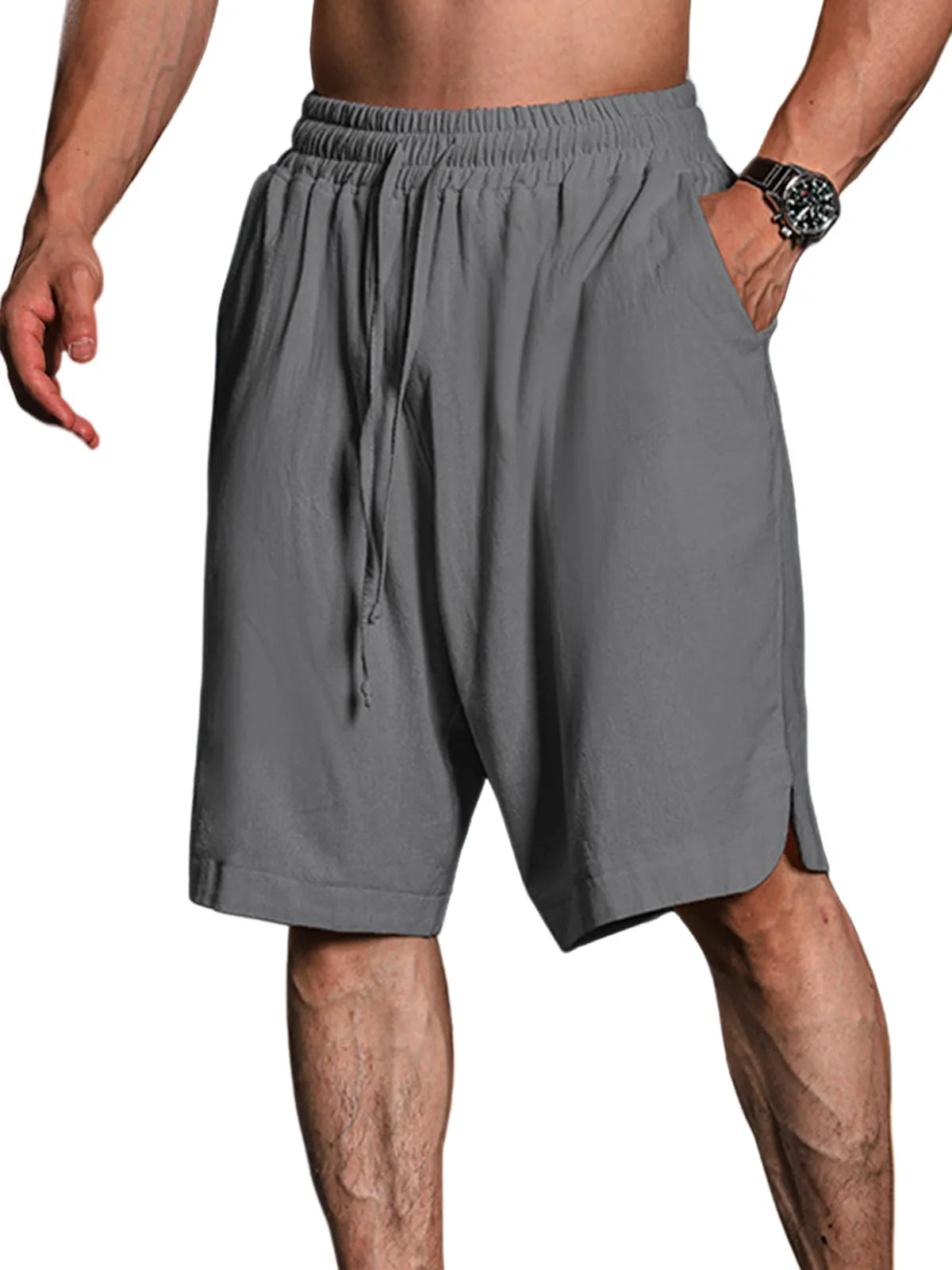 Calder Cotton-Linen Cropped Solid Shorts