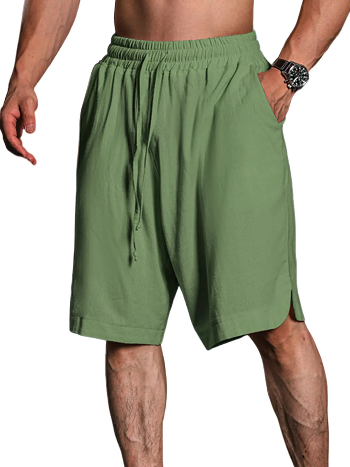 Calder Cotton-Linen Cropped Solid Shorts
