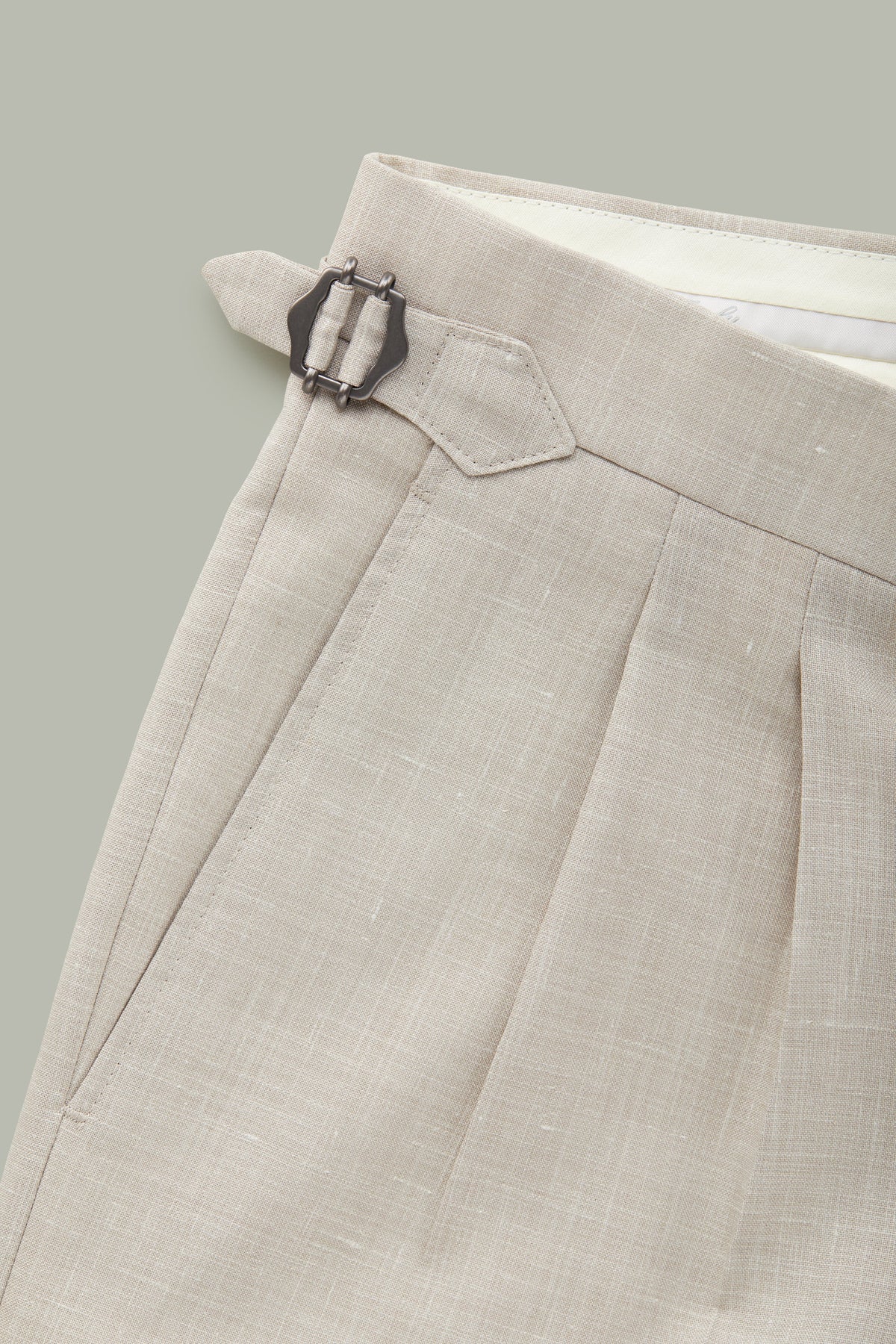Calder Tan Pleated Wool-Blend Trousers