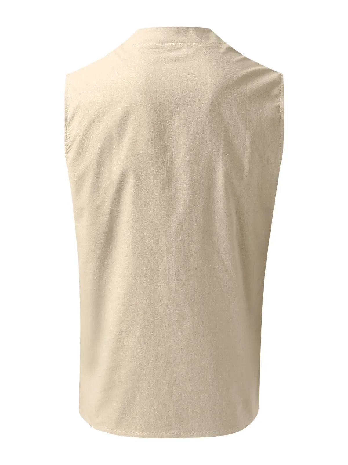 Orson Cotton-Linen Henley Solid Tank