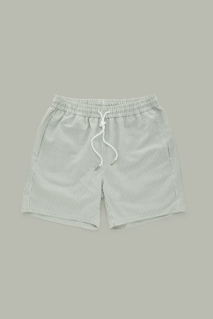 Camden Olive Green Seersucker Swim Shorts