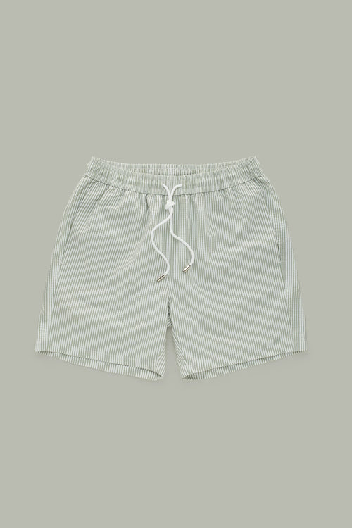 Camden Olive Green Seersucker Swim Shorts