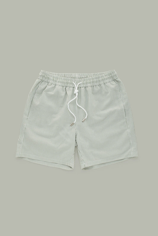 Camden Olive Green Seersucker Swim Shorts