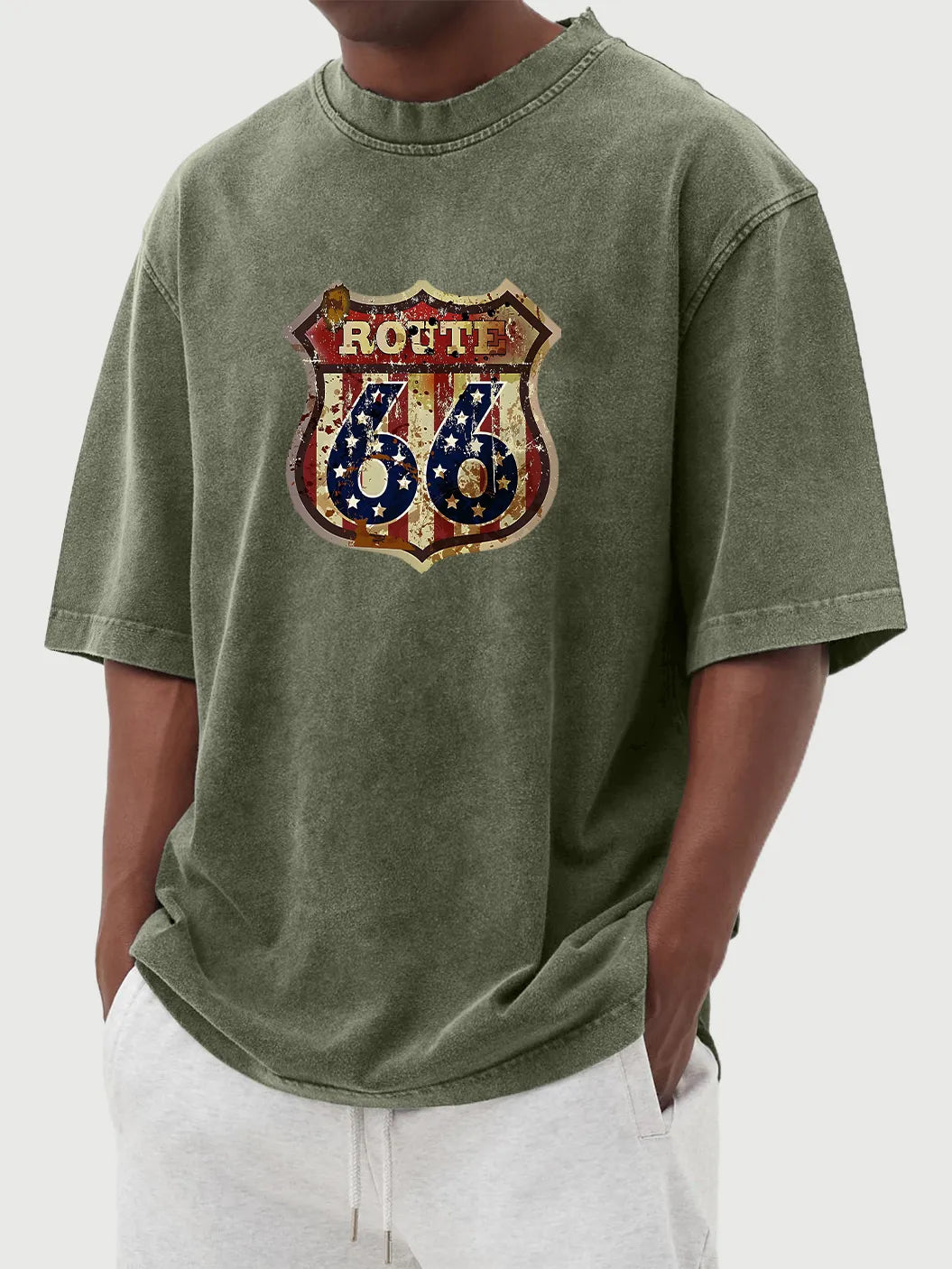 Wyatt Vintage Distressed Route 66 Tee