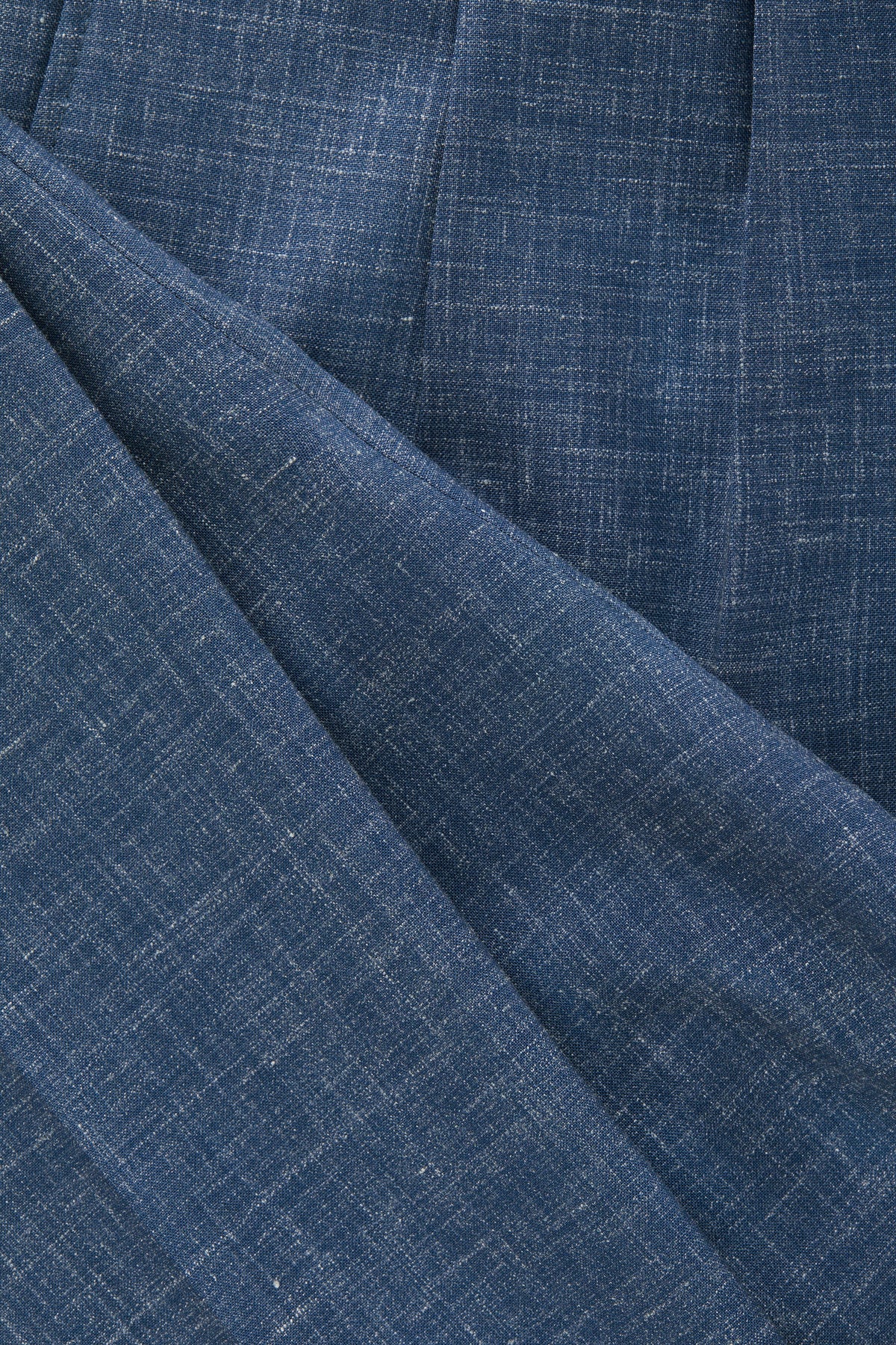 Beckett Blue Pleated Wool-Linen Trousers