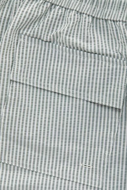 Carver Dark Green Seersucker Swim Shorts